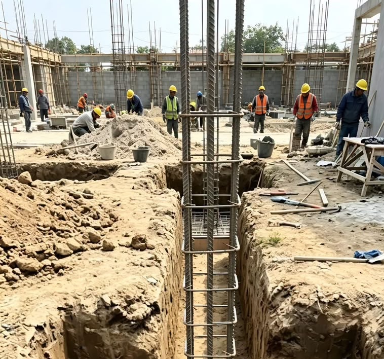 Antec Realty team on an active construction site in Ghana